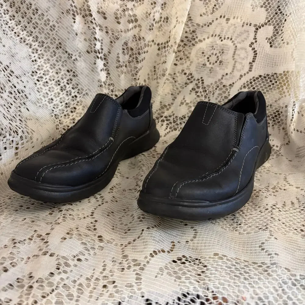 Clarks Cotrell Step Men's US 8 Black leather Loafers Shoes